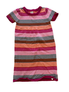 Girls Old Navy 5T 100% Cotton Striped Knit Sweater Dress Pink Orange